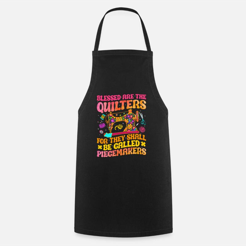 quilters quilting sewing groovy piece maker - Cooking Apron - black