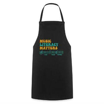 La littératie musicale, ça compte - Tablier de cuisine - noir - Devant - AI Model Male 185 dark (185cm)