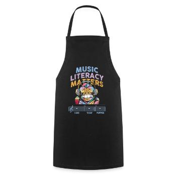 La littératie musicale, ça compte - Tablier de cuisine - noir - Devant - AI Model Male 185 dark (185cm)