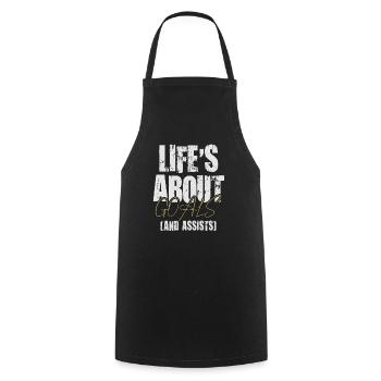 Life Is About Goals And Assists Futbol Soccer - Cooking Apron - black - Front - AI Model Male 185 dark (185cm)