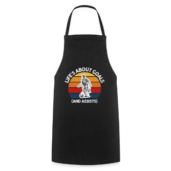 Life Is About Goals And Assists Futbol Soccer - Cooking Apron - black - Front - AI Model Male 185 dark (185cm)