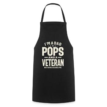 Papa Pops und Veteran, nichts macht mir Angst! - Kochschürze - Schwarz - Vorne - AI Model Male 185 dark (185cm)