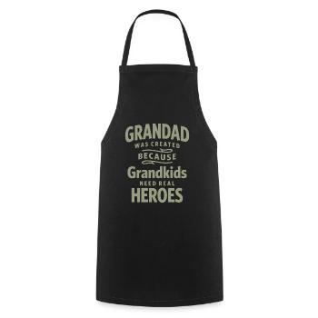 Grand-père - De vrais héros pour les petits-enfants - Fête des pères - Tablier de cuisine - noir - Devant - AI Model Male 185 dark (185cm)