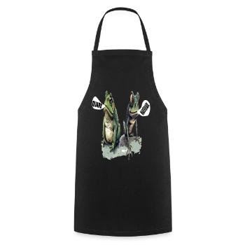 Frosch Kaulquappe Quark Diät Magerquark Wortspiel - Kochschürze - Schwarz - Vorne - AI Model Male 185 dark (185cm)