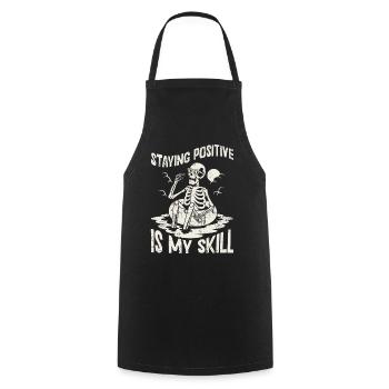 Rester positif est ma compétence - Tablier de cuisine - noir - Devant - AI Model Male 185 dark (185cm)