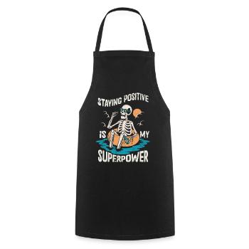 Rester positif est mon superpouvoir - Tablier de cuisine - noir - Devant - AI Model Male 185 dark (185cm)