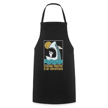 Rester positif est mon superpouvoir - Tablier de cuisine - noir - Devant - AI Model Male 185 dark (185cm)