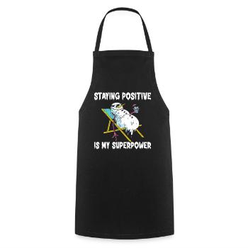Rester positif est mon superpouvoir - Tablier de cuisine - noir - Devant - AI Model Male 185 dark (185cm)