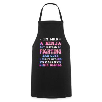 Comme une femme au foyer ninja - Tablier de cuisine - noir - Devant - AI Model Male 185 dark (185cm)