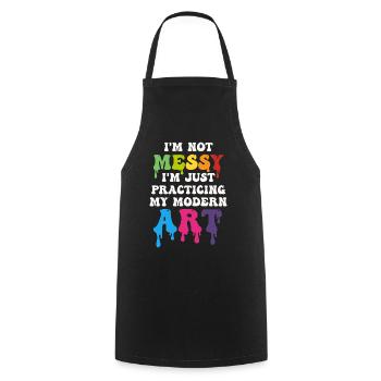 I'm Not A Messy Fun Modern Art Painting - Cooking Apron - black - Front - AI Model Male 185 dark (185cm)