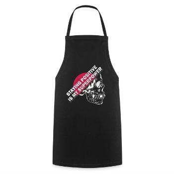 Rester positif est mon superpouvoir - Tablier de cuisine - noir - Devant - AI Model Male 185 dark (185cm)