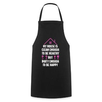 My House Is Clean Enough To Be Healthy - Cooking Apron - black - Front - AI Model Male 185 dark (185cm)