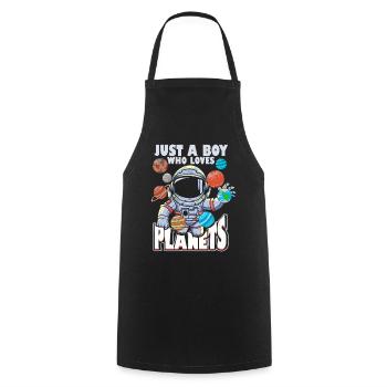 Just A Boy Who Loves Planets Solar System - Cooking Apron - black - Front - AI Model Male 185 dark (185cm)