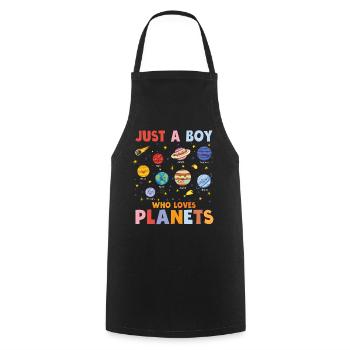 Nur ein Junge, der das Sonnensystem der Planeten liebt - Kochschürze - Schwarz - Vorne - AI Model Male 185 dark (185cm)
