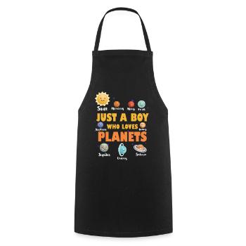 Just A Boy Who Loves Planets Solar System - Cooking Apron - black - Front - AI Model Male 185 dark (185cm)