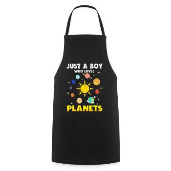 Nur ein Junge, der das Sonnensystem der Planeten liebt - Kochschürze - Schwarz - Vorne - AI Model Male 185 dark (185cm)