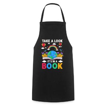 Jetez un coup d’œil C’est dans un rat de bibliothèque de lecture de livre - Tablier de cuisine - noir - Devant - AI Model Male 185 dark (185cm)