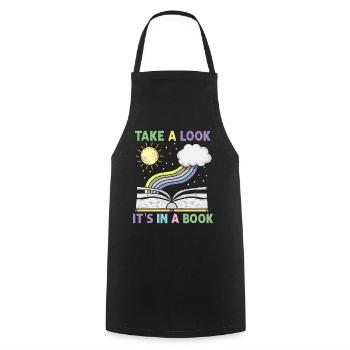 Jetez un coup d’œil C’est dans un rat de bibliothèque de lecture de livre - Tablier de cuisine - noir - Devant - AI Model Male 185 dark (185cm)