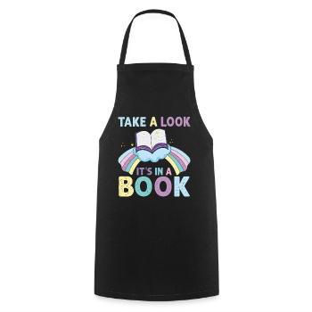 Jetez un coup d’œil C’est dans un rat de bibliothèque de lecture de livre - Tablier de cuisine - noir - Devant - AI Model Male 185 dark (185cm)