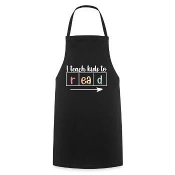 I Teach Kids To Read Science Teachers Reading - Cooking Apron - black - Front - AI Model Male 185 dark (185cm)