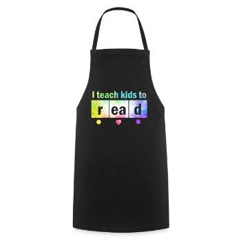 I Teach Kids To Read Science Teachers Reading - Cooking Apron - black - Front - AI Model Male 185 dark (185cm)