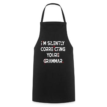 Je corrige silencieusement votre grammaire - Tablier de cuisine - noir - Devant - AI Model Male 185 dark (185cm)