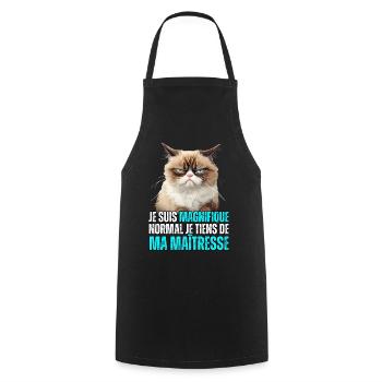 Je suis magnifique normal je tiens de ma - Tablier de cuisine - noir - Devant - AI Model Male 185 dark (185cm)