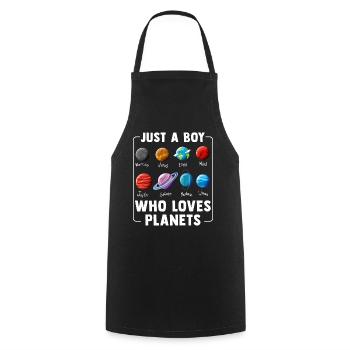 Just A Boy Who Loves Planets Solar System - Cooking Apron - black - Front - AI Model Male 185 dark (185cm)