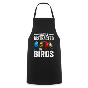 Easily Distracted By Birds Bird Lover - Cooking Apron - black - Front - AI Model Male 185 dark (185cm)