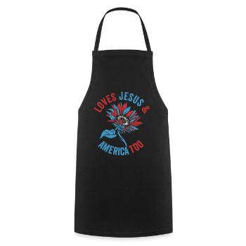 Loves Jesus and America Too God Christian - Cooking Apron - black - Front - AI Model Male 185 dark (185cm)