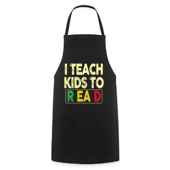 I Teach Kids To Read Science Teachers Reading - Cooking Apron - black - Front - AI Model Male 185 dark (185cm)