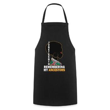 Juneteenth 1865 Remembering My Ancestors - Cooking Apron - black - Front - AI Model Male 185 dark (185cm)