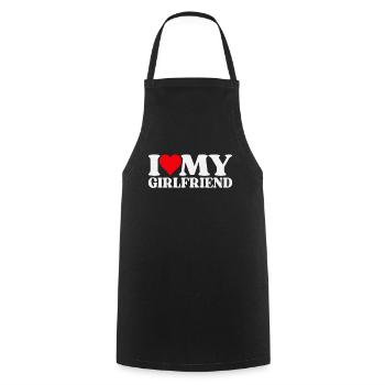 I Love My Girlfriend - Cooking Apron - black - Front - AI Model Male 185 dark (185cm)