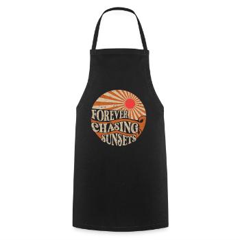 Forever Chasing Sunsets Retro Summer Vacation - Cooking Apron - black - Front - AI Model Male 185 dark (185cm)