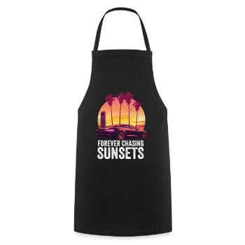 Forever Chasing Sunsets Retro Summer Vacation - Cooking Apron - black - Front - AI Model Male 185 dark (185cm)