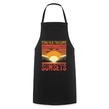 Forever Chasing Sunsets Retro Summer Vacation - Cooking Apron - black - Front - AI Model Male 185 dark (185cm)
