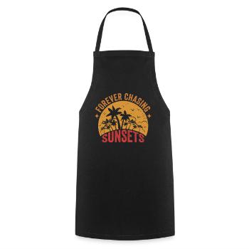 Forever Chasing Sunsets Retro Summer Vacation - Cooking Apron - black - Front - AI Model Male 185 dark (185cm)