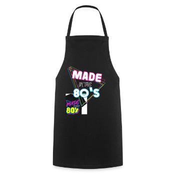 80er Die Musik der 80er Jahre - Kochschürze - Schwarz - Vorne - AI Model Male 185 dark (185cm)