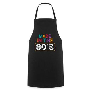80er Die Musik der 80er Jahre - Kochschürze - Schwarz - Vorne - AI Model Male 185 dark (185cm)
