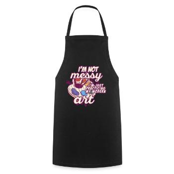 I'm Not A Messy Fun Modern Art Painting - Cooking Apron - black - Front - AI Model Male 185 dark (185cm)