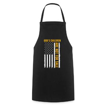 God's Children Are Not For Sale Christian Children - Cooking Apron - black - Front - AI Model Male 185 dark (185cm)