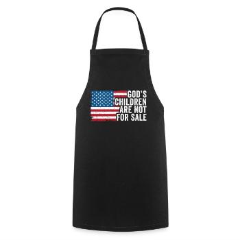 God's Children Are Not For Sale Christian Children - Cooking Apron - black - Front - AI Model Male 185 dark (185cm)