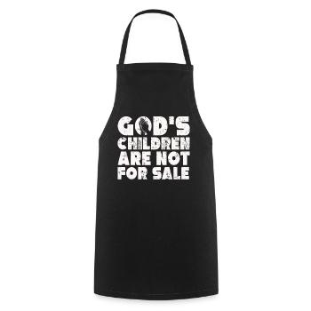 God's Children Are Not For Sale Christian Children - Cooking Apron - black - Front - AI Model Male 185 dark (185cm)