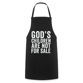 God's Children Are Not For Sale Christian Children - Cooking Apron - black - Front - AI Model Male 185 dark (185cm)