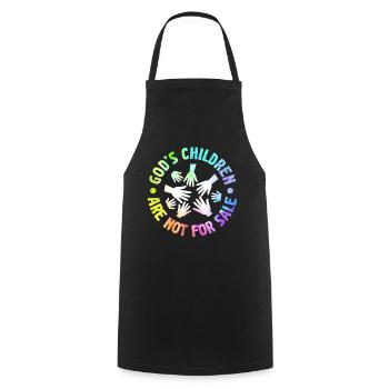 God's Children Are Not For Sale Christian Children - Cooking Apron - black - Front - AI Model Male 185 dark (185cm)