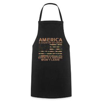 L’Amérique Un pays si grand Patriotique américain - Tablier de cuisine - noir - Devant - AI Model Male 185 dark (185cm)