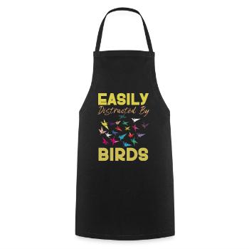 Easily Distracted By Birds Bird Lover - Cooking Apron - black - Front - AI Model Male 185 dark (185cm)