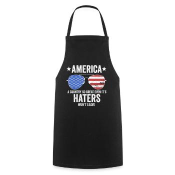L’Amérique Un pays si grand Patriotique américain - Tablier de cuisine - noir - Devant - AI Model Male 185 dark (185cm)