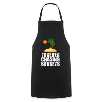 Forever Chasing Sunsets Retro Summer Vacation - Cooking Apron - black - Front - AI Model Male 185 dark (185cm)