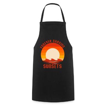 Forever Chasing Sunsets Retro Summer Vacation - Cooking Apron - black - Front - AI Model Male 185 dark (185cm)
